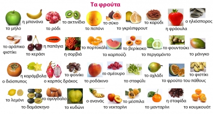 Греческий словарь. Фрукты, ягоды и орехи