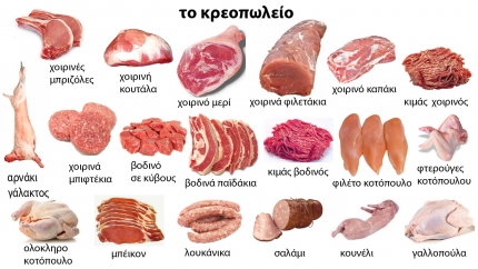Греческий словарь в картинках. Мясо и мясные продукты