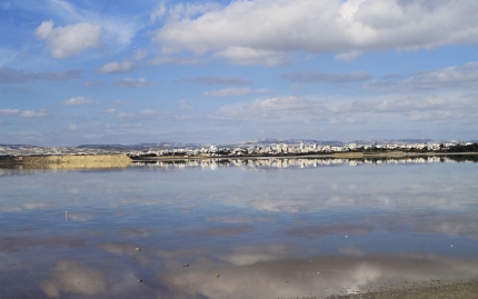 Соляное озеро в Ларнаке в январе