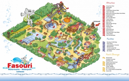 Карта аквапарка с сайта www.fasouri-watermania.com 