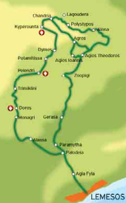 Винный маршрут №6 Кипрской организации по туризму. Пицилья
