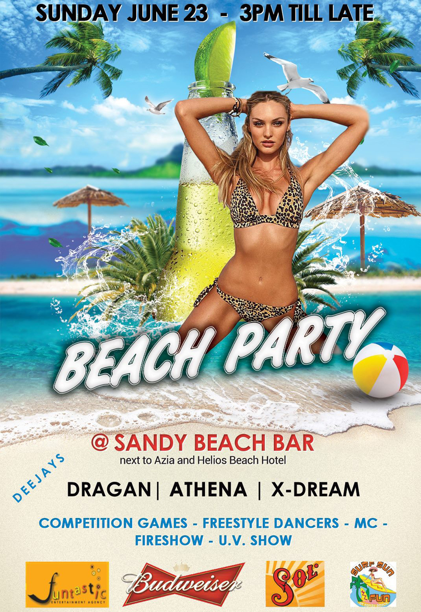 Пляжная вечеринка на пляже Sandy Beach в Хлоракасе 
